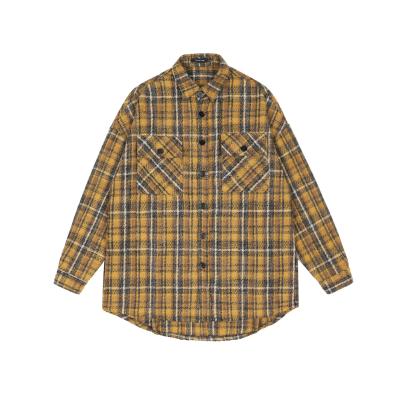 China Anti-pilling Logo Cotton Winter Plaid Oversized Heavy Regular Flannel Custom Shirts for sale