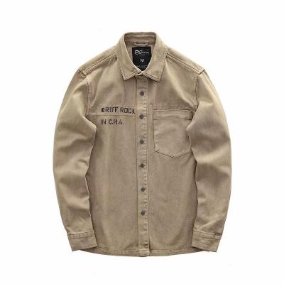 China Anti-pilling new good quality fashion shirt with pocket casual shirt men's long sleeve style retro military style thickened for sale