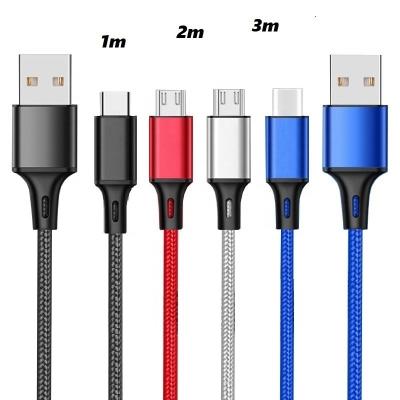 China High Quality IOS Android Cable MP3/MP4 Player 10 Charger Feet Tipo c 2a 8 Pin Cabo Phone Data Usb Kabel Nylon Current Durable Usb Cable for sale