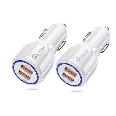 China High Quality 3.1a/3.4a Led Car Charger Qc3.0 3.1a 3.4a CE FCC Certificate 2 Usb Port Fast Charging Car Charger for sale