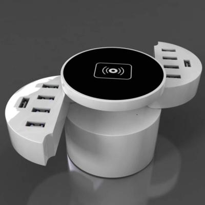 China Multifunctional Wireless Charger 8 Ports CDA16W Qi Wireless Type C Station Hub EU USA UK Plug Power Adapter Smart USB Charger Plug for sale