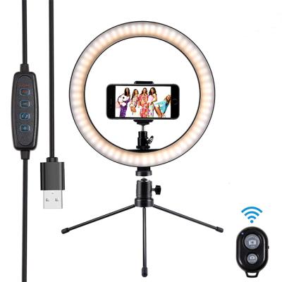 China Photogrphy 10 Inch Dimmable LED Selfie Ring Light Desktop Circle With Outdoor for sale