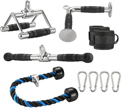 China Home Use Tricep Pull Down Cable Attachment Lower Attachment Cable Machine Accessories For V-Bar Home Gym Double Closed Handle for sale