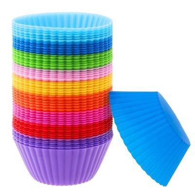 China Custom Round Square Style Silicon Muffin Cup Rainbow Color Muti-color Silicone Cupcake Baking Cup Sweets Cupcake Wrap Holder Viable for sale