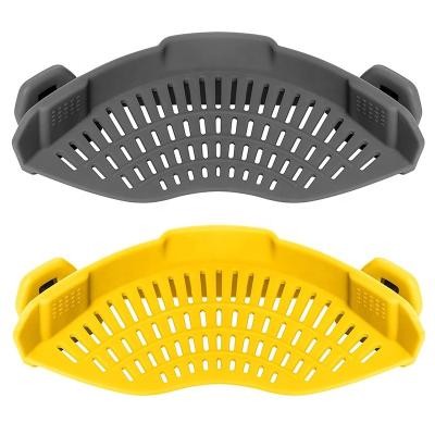 China 2 Pcs Silicone Viable Strainer Fit All Pots Bowls Pot Strainer For Pasta Meat Vegetable Fruit Rice Colander Kitchen Tools Drainer for sale