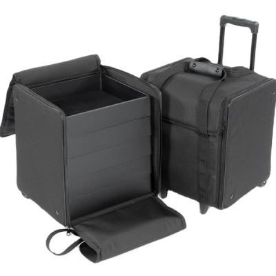 China ABS Tray Trolley New Design Airline Approve Rolled Carry On Zipper Suitcase Upright Makeup Jewelry Case Tools Storage Bag With Tray for sale