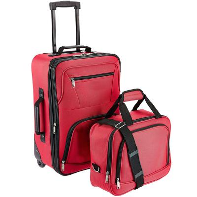 China Easy Fold Cheap Airline Approved Delta United Light Weight Carry On Suitcase Fashion Softside Straight 2 Piece Wheeled Luggage Set for sale