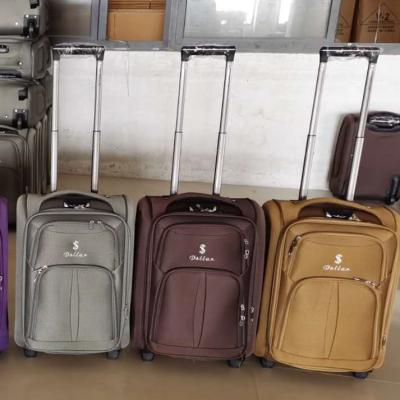 China Polyester Spot Goods In Cloth Embroidery 2 Wheel Travel Running Business Bag Sets Cheap Trolley Suitcase Bag Luggage Set for sale