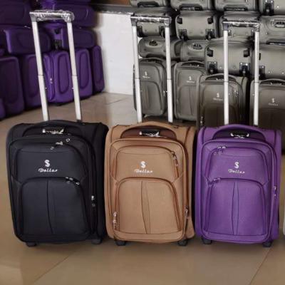 China Polyester Spot Goods In Cloth Embroidery 2 Wheel Travel Running Business Bag Sets Cheap Trolley Suitcase Bag Luggage Set for sale