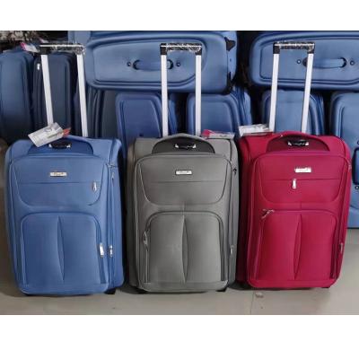 China Polyester Spot Goods In Cloth Embroidery 2 Wheel Travel Running Business Bag Sets Cheap Trolley Suitcase Bag Luggage Set for sale