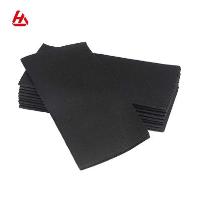 China Hot Selling Guest Elegant Black High Quality Paper Napkins Restaurant Colorful Linen Disposable Napkins for sale