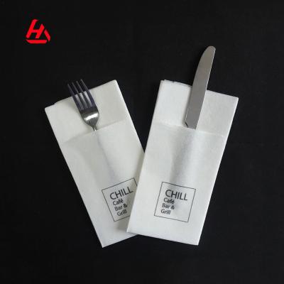 China Printed Hot Sale Custom Printed Dinner Napkins Paper White Dinner Dining Cutlery Pocket Napkins for sale