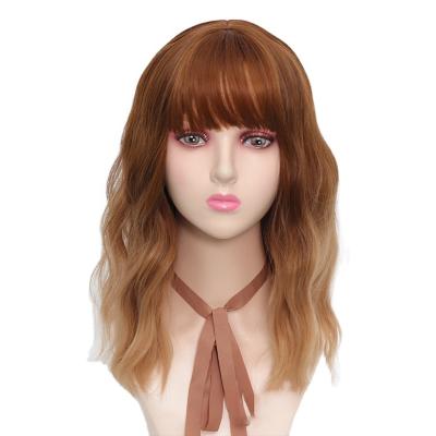 China European and American women's wig water wave pattern wig other full change gradual medium length dyed curly hair set with bangs for sale