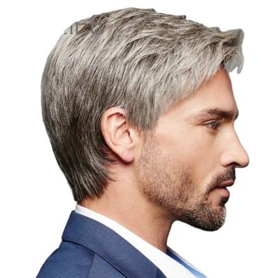 China European and American amazon wish tiktok aliexpress wig gray brown oblique male other new wig direct sales manufacturer point men for sale