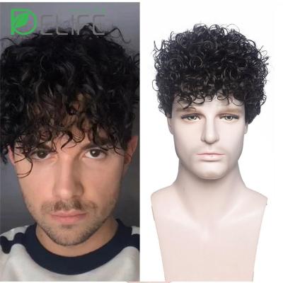 China New Arrival Men's Hair Systems New Arrival Gray Brown Handsome Human Hair Wave Hairpiece Wigs Toupee Short Hair Light For Men for sale