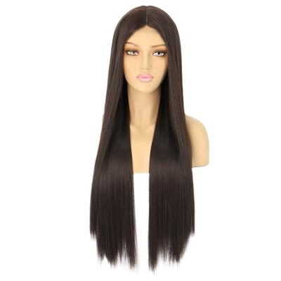 China Straight lace front wigs female wigs in the main set and the hair of long chemical fiber straight hair wig for sale