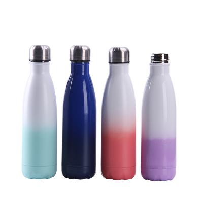 China S1037 18OZ Viable Gradient Color Coke Shape Flasks Double Layer Stainless Steel Sports Insulated Water Bottle for sale