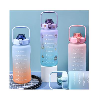 China Mobile Phone 8024 2000ml Single Wall Support Amazon Gradient Frosted Large Capacity Sports Kettle Straw Cup Space Plastic Water Cup Bottle for sale