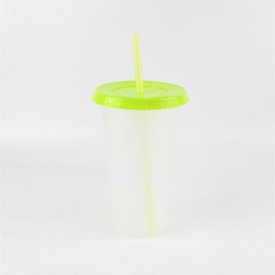 China Pearl 6170-1 25oz Hole Straw Milk Tea Single Wall Straw Large Cup Plastic Cup With Flat Lid PS Material Support Custom Logo for sale