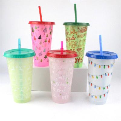 China 25oz Single Wall Straw Single Wall Cup PP Plastic Straw Cup With Lid Dish Cute Drink Holder Logo Printing Hot Custom Installable for sale