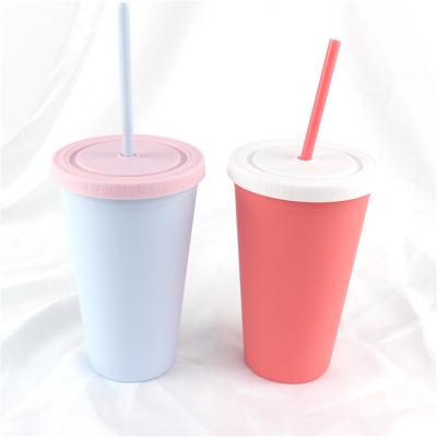 China DOUBLE WALL 6245-1 16oz Grinding Double Tumbler Reusable Support Straw Cup Silicone Feel Candy Color Couples Custom Logo for sale