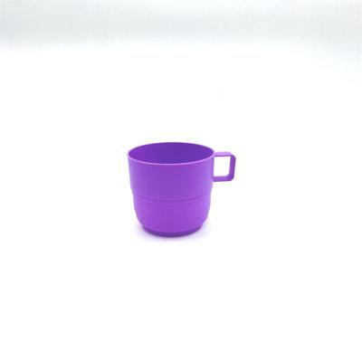 China Gift & Hot Selling AK-3016 6PCS PP Plastic Craft Drink Cup Food Grade Can Stack Water Cups With Handle Accepted Custom Made for sale