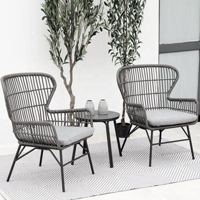 China Modern Rattan 3-Piece Patio Bistro Set Backyard Table Chair Furniture For The Yard for sale