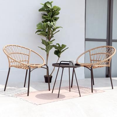 China Modern Conversation Sets With Coffee Table And Chairs 3PCS Wicker Chat Bistro Set for sale