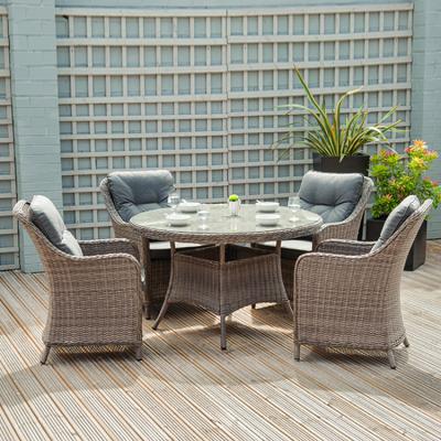 China 1 Modern Table With 4 Chairs Outdoor Rattan Dining Wicker Furniture Set for sale