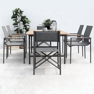 China Modern Aluminum Folding Garden Dining Outdoor Table And Chair Set For 6 People for sale