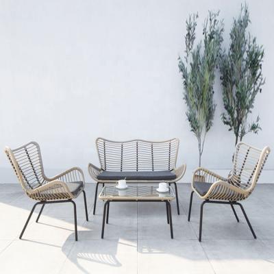 China Modern Modern Style Rattan Garden Patio Chairs And Tables Bistro Restaurant Sofa Set for sale