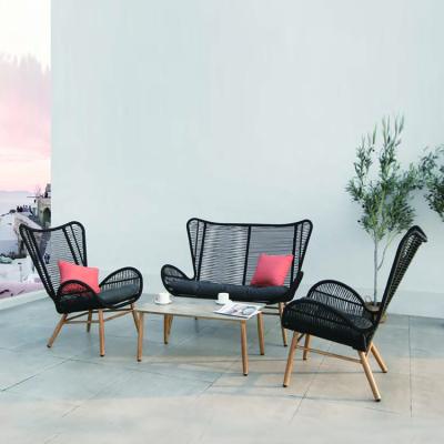 China Modern Outdoor Furniture Sofa Steel Rope Chair And Table Set Of 4 For Patio for sale