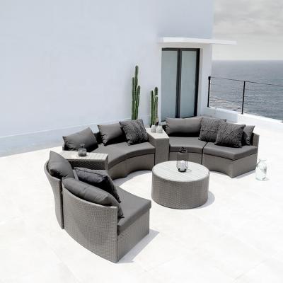 China Modern Nine Pieces Wicker Propeller Rattan Sofa Set For Outdoor Furniture for sale