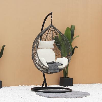 China Strong.durable style modern outdoor handmade rattan Egg Apple hanging chair for garden patio for sale