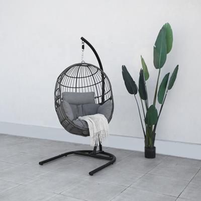 China Strong.durable hot sell steel rattan egg hanging chair with stand for outdoor leisure patio bistros for sale