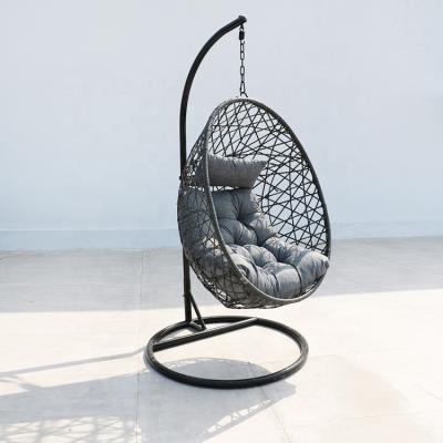 China Strong.durable outdoor hanging rattan egg chair swing with metal stand for sale