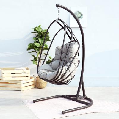 China Strong.durable Outdoor Rattan Egg Swing Patio Steel Folding Hanging Chair for sale