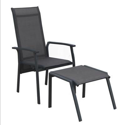 China Modern Folding Aluminum Outdoor Bistro Chair Patio Recliner With Footstool for sale