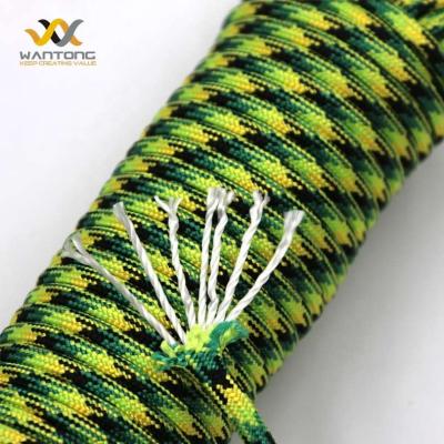 China Camping Activity 7 Strands Core Parachute Tie Type 50ft Outdoor Survival Camping Polyester Parachute Rope For Wristband for sale