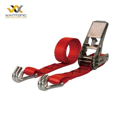 China Cargo Check 800kgs Capacity 1 Inch 25mm Ratchet Tie Down Tie Down Ratchet Straps With Double J-Hook for sale