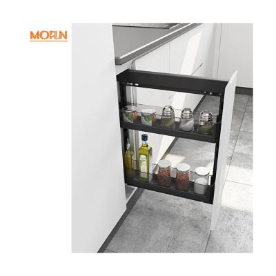 China Kichen Cabinet Storage Basket MOFLN Buffet Drawer Glass Storage Basket Slide Pull Out Flat Basket for sale