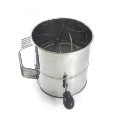 China Crank Stainless Steel Sustainable Manual Rotary Flour Flour Sieve Powdered Sugar Sifter Cup for sale