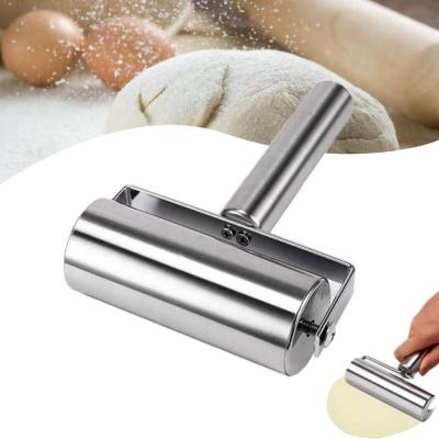 China Ideal Kitchen Utensils Metal Stick Stainless Steel Non Rolling Pin Pastry Pizza Roller Smooth With Handle for sale