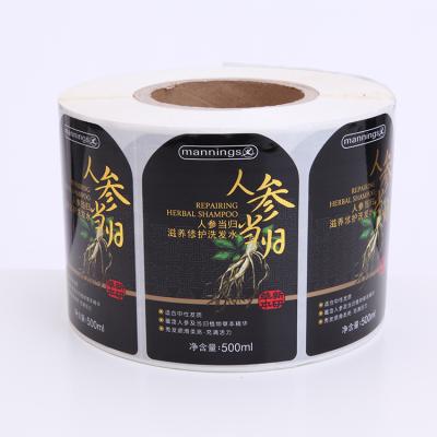 China Promotional Logo Printing Plastic Waterproof Shampoo Bottle Label Clear Design for sale