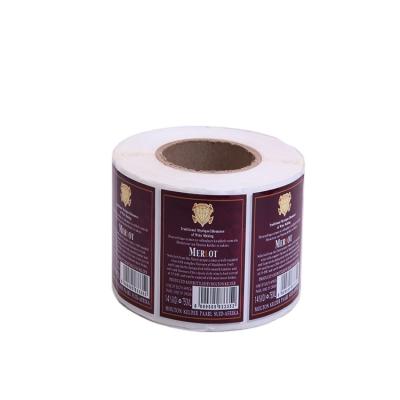 China Waterproof Private Packaging Die Cut Custom Logo Printing Embossed Wine Labels Sticker Rolls for sale