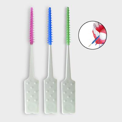 China Softer& Flexible Strip Care Oral Toothpick Finished Biodegradable Soft Rubber Interdental Brush for sale