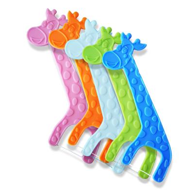 China Clean Teeth And Stick Colorful Animal Shape Flossers Child Dental Flosser Daily Biodegradable Pick For Kids for sale