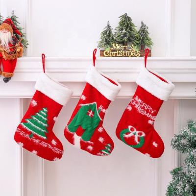 China Europe Velvet Knitted Large Bulk Christmas Stocking Gift Sublimation Christmas Stocking for sale