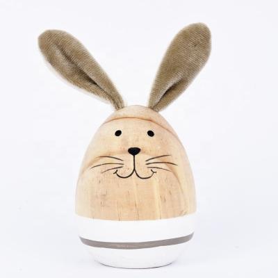 China 2021 New Design Wooden Easter Bunny Popular Mini Egg Wooden Craft In Bunny Shape Decoration for sale