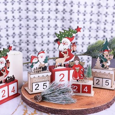 China Wooden Europe Christmas Countdown Advent Calendar Desktop Decoration for sale